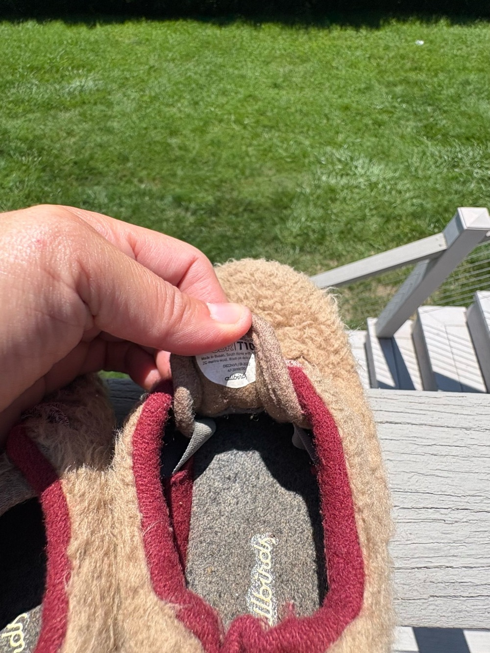 allbirds Kids Beige Fuzzy Sneakers with Pink Lining - Picture 3 of 3